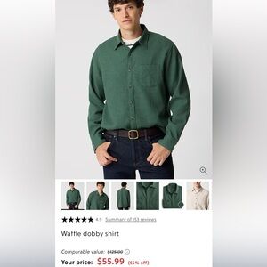 NWT J. Crew Forest Green Casual Waffle Dobby Button-Down Shirt